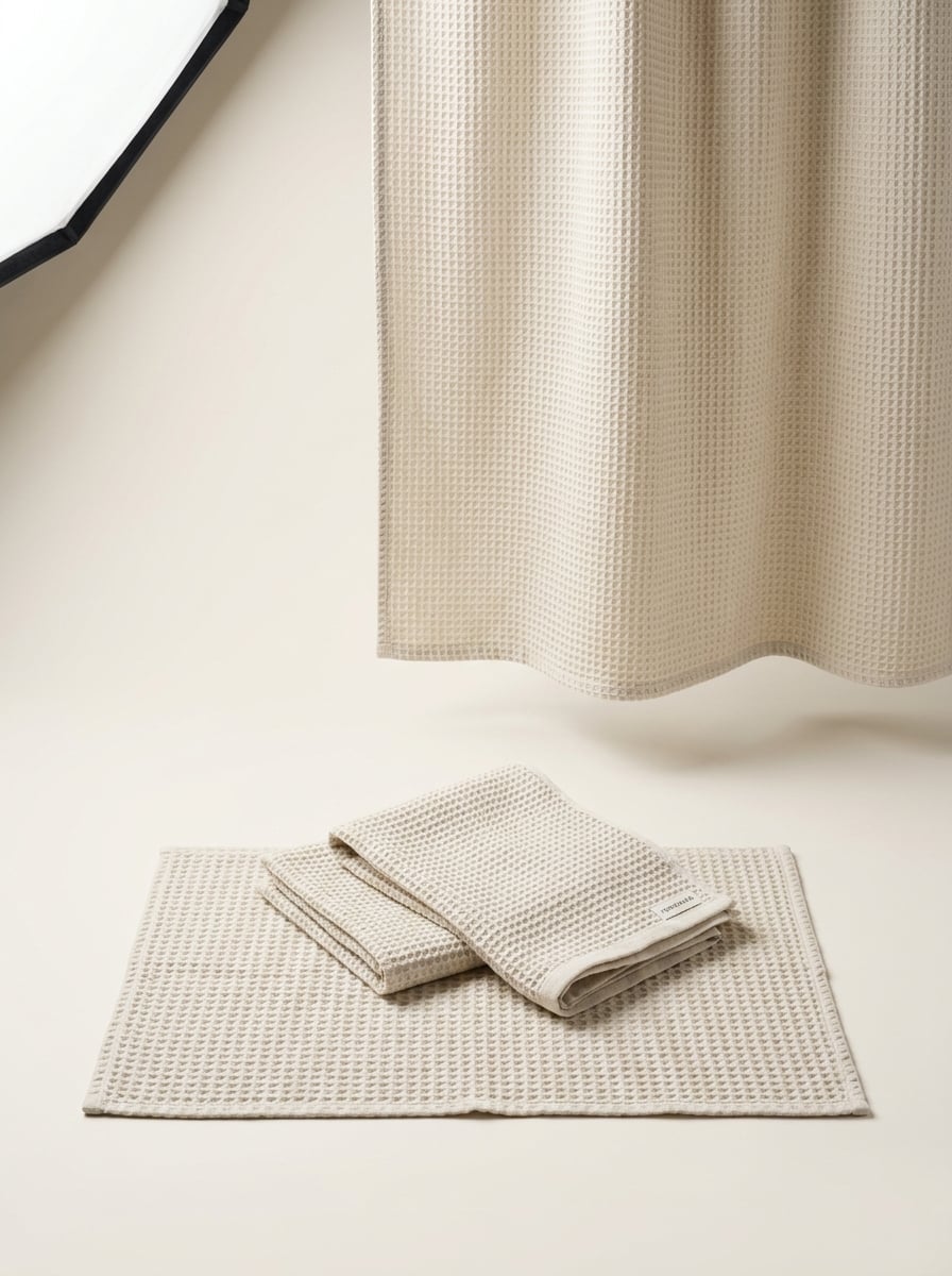 Grid Hand Towels, Waffle Weave Cotton